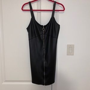 Leather black dress